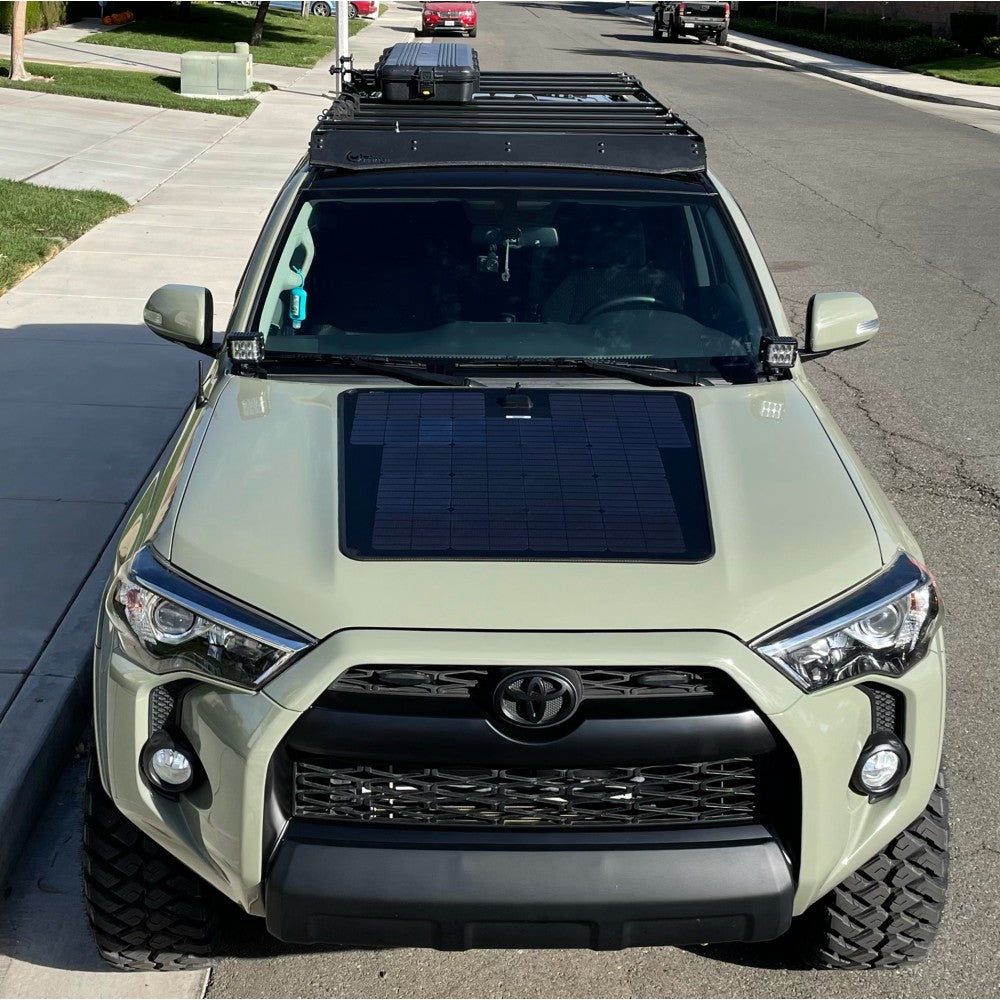 Bonnet Solar Panel -  Toyota Hilux (2015-2025), Toyota Fortuner (2015-2025), Toyota Landcruiser 100 series (1998 - 2007), Toyota 4 Runner (2003 – 2021), Nissan NP300 & D23 Navara (excluding PRO4X models) (2015-Current) 100-Watt