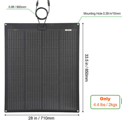 Semi-Flexible Solar Panel (850mm x 710mm) 100-Watt