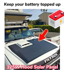 Bonnet Solar Panel - Nissan Patrol GU (with scoop) 125-Watt