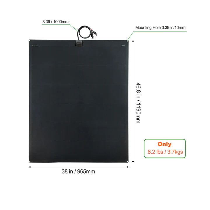 Semi-Flexible Solar Panel (965mm x 1190mm) 240-Watt